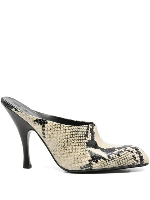 KHAITE snakeskin-effect heeled mules - Neutrals