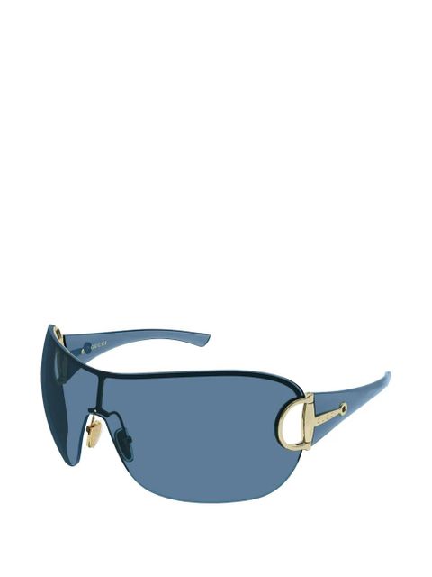 Gucci Eyewear Horsebit geometric-frame sunglasses - Blue - zdjęcie produktu nr 2