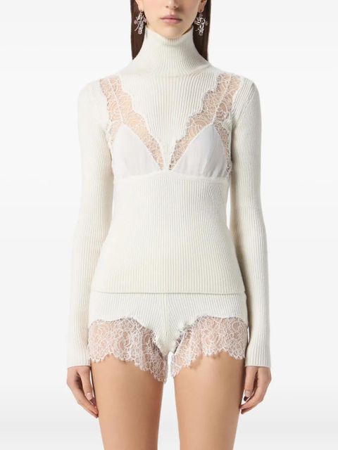 Blumarine lace-embroidered turtleneck jumper - White - zdjęcie produktu nr 2