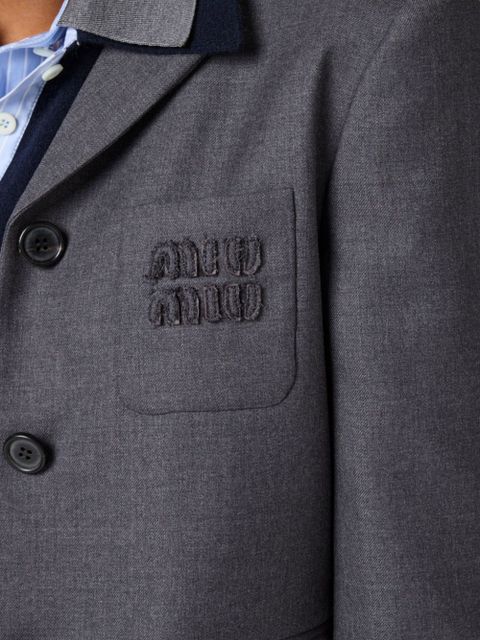 Miu Miu single-breasted cropped blazer - Grey