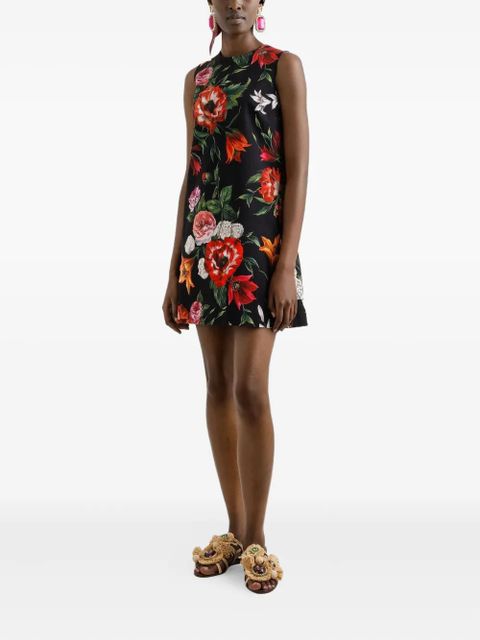 Dolce & Gabbana floral-print mini dress - Black - zdjęcie produktu nr 2