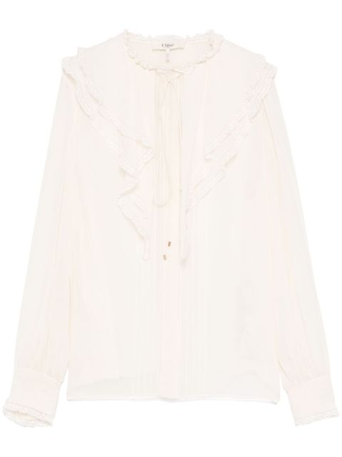 Chloé ruffled silk blouse - Neutrals - zdjęcie produktu nr 1