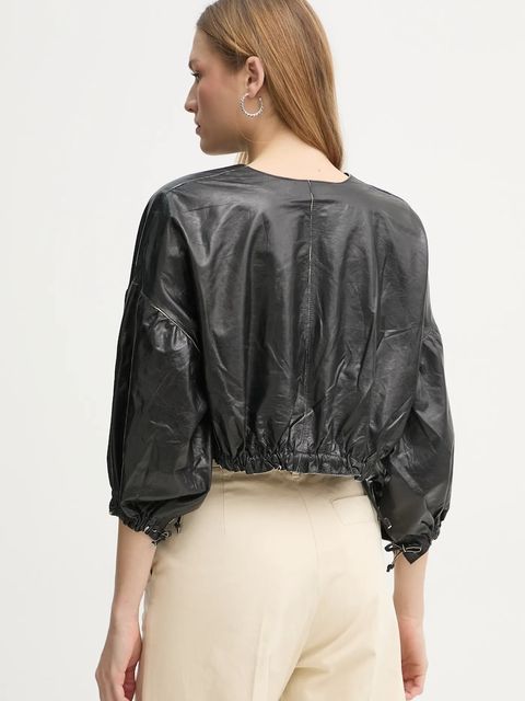 Day Birger et Mikkelsen bluzka skórzana Dorothy kolor czarny gładka DAY65243672