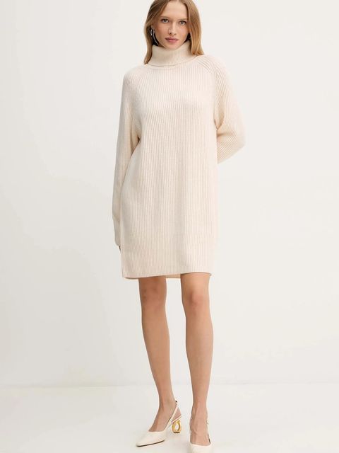 BOSS sukienka wełniana kolor beżowy mini oversize 50548795 - zdjęcie produktu nr 2