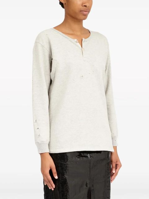 Maison Margiela Invitation distressed cotton sweatshirt - Neutrals