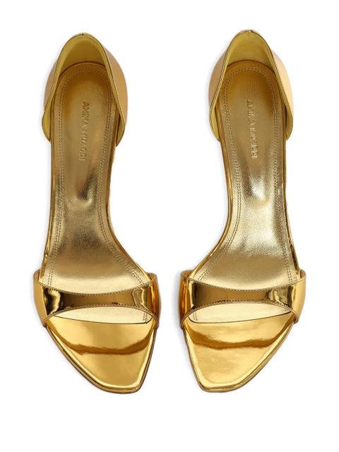 Amina Muaddi 95mm Agnese metallic open-toe sandals - Gold