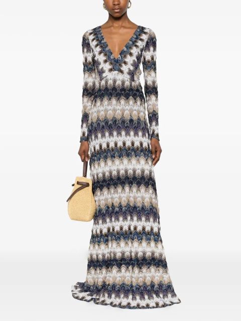 Missoni zigzag-pattern V-neck maxi dress - Blue - zdjęcie produktu nr 2