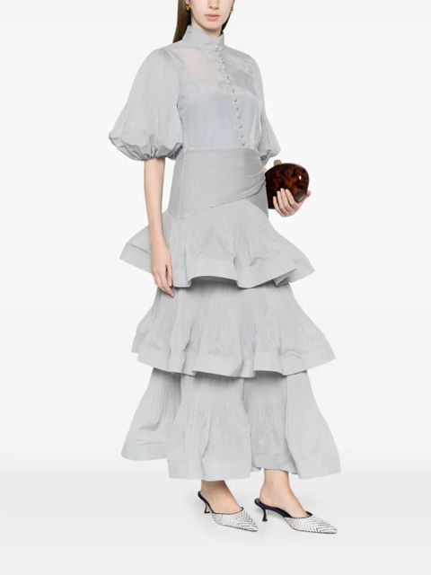 ZIMMERMANN button bishop-sleeved blouse - Blue - zdjęcie produktu nr 2