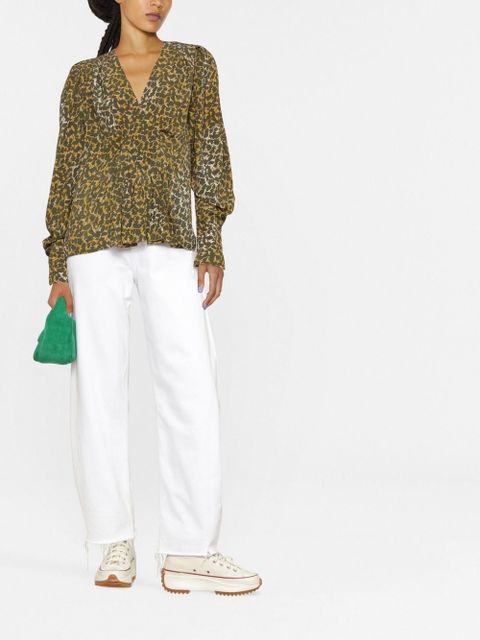 MARANT ÉTOILE V-neck printed blouse - Green