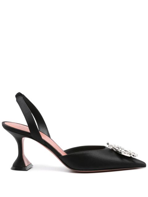 Amina Muaddi Begum 70mm satin slingback pumps - Black - zdjęcie produktu nr 1