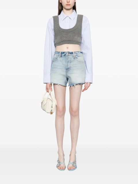 Alexander Wang crystal-embellished denim shorts - Blue - zdjęcie produktu nr 2
