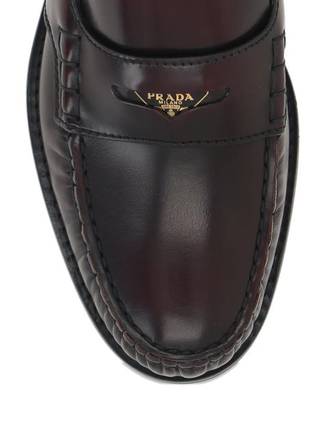 Prada logo-plaque penny loafers - Brown