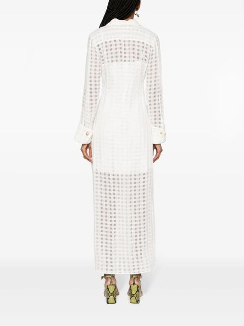 Cult Gaia Pernille checked sheer maxi dress - White