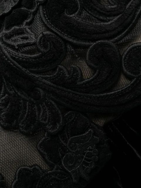 ZIMMERMANN floral-embellished velvet A-line dress - Black