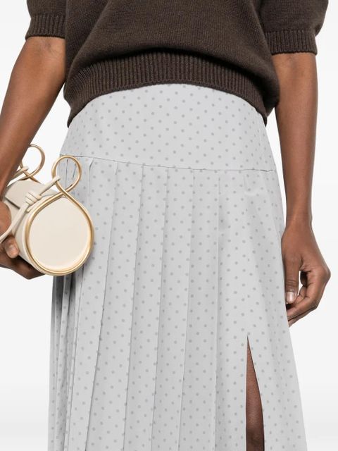 Alessandra Rich polka-dot pleated midi skirt - Grey
