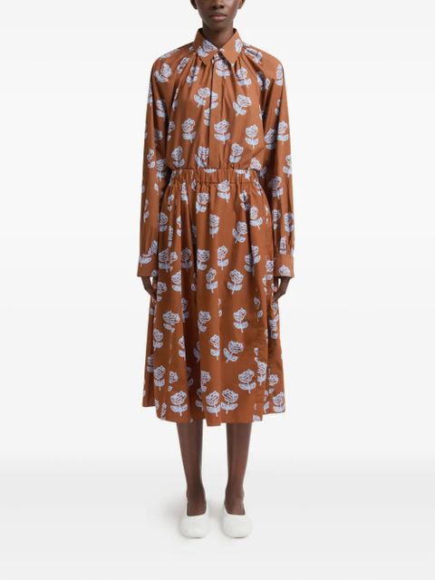 Marni Sprayed Roses-print midi skirt - Brown - zdjęcie produktu nr 2