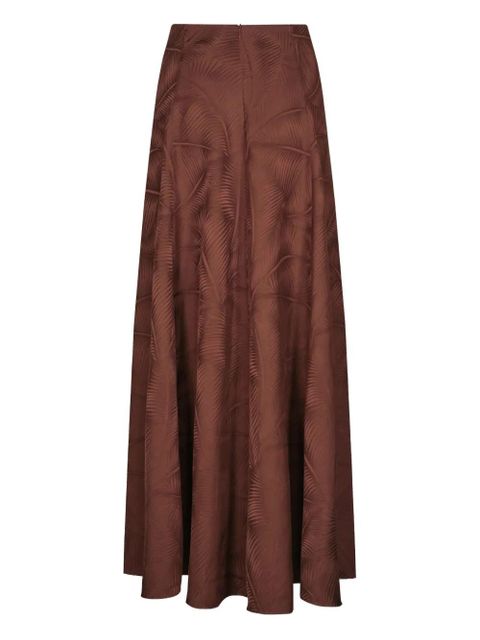 Johanna Ortiz Encanto De Isla palm-jacquard midi skirt - Brown
