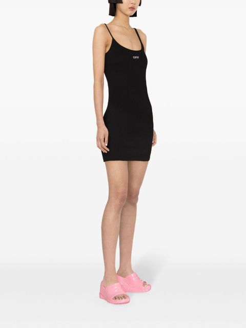 Off-White Off-embroidered ribbed minidress - Black