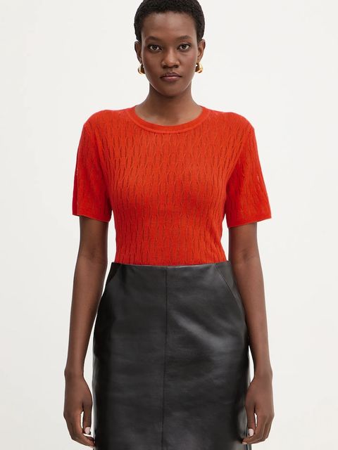 Patrizia Pepe sweter z dodatkiem wełny damski kolor pomarańczowy lekki 8K0377 K307 - zdjęcie produktu nr 1