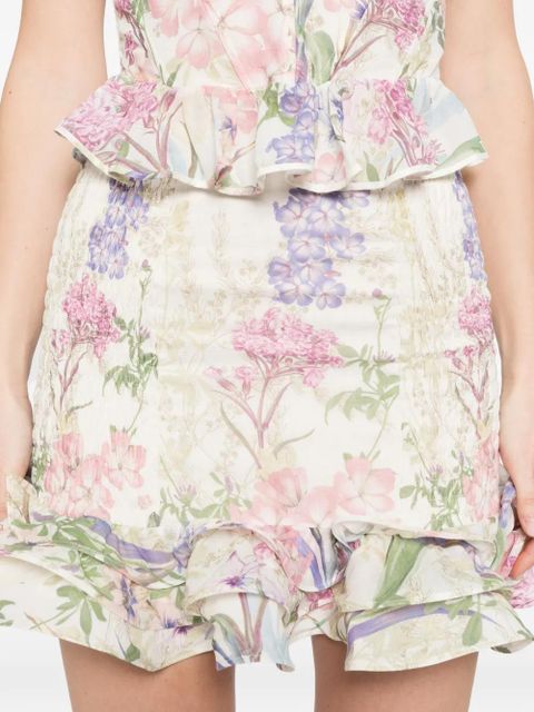 Charo Ruiz Ibiza Turma ruffled-hem floral mini skirt - Neutrals