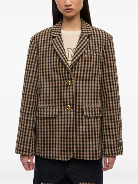 GANNI check-print blazer - Neutrals