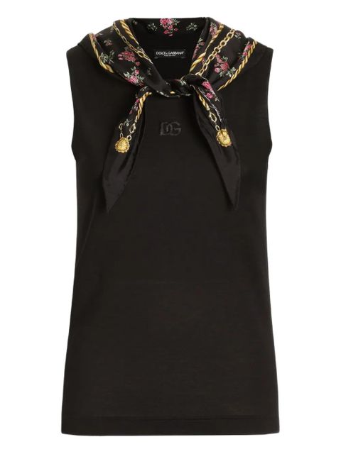 Dolce & Gabbana logo-embroidered tank top - Black - zdjęcie produktu nr 1