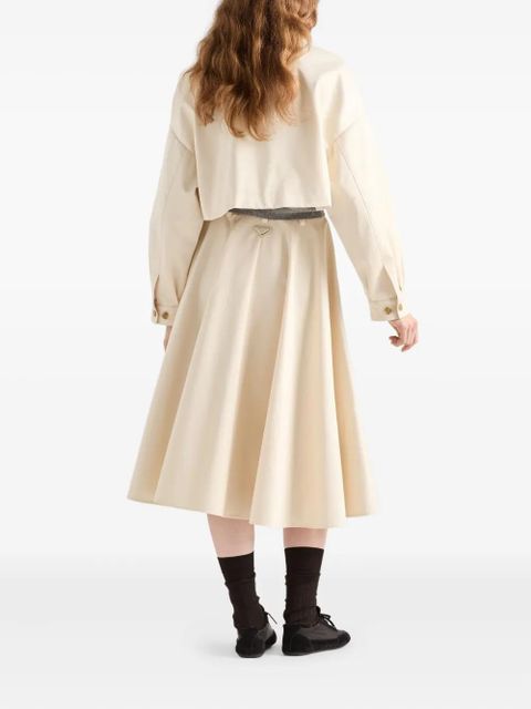 Prada triangle-logo flared skirt - Neutrals