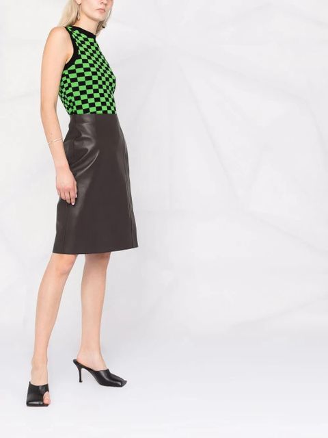 Ferragamo slim leather midi skirt - Brown