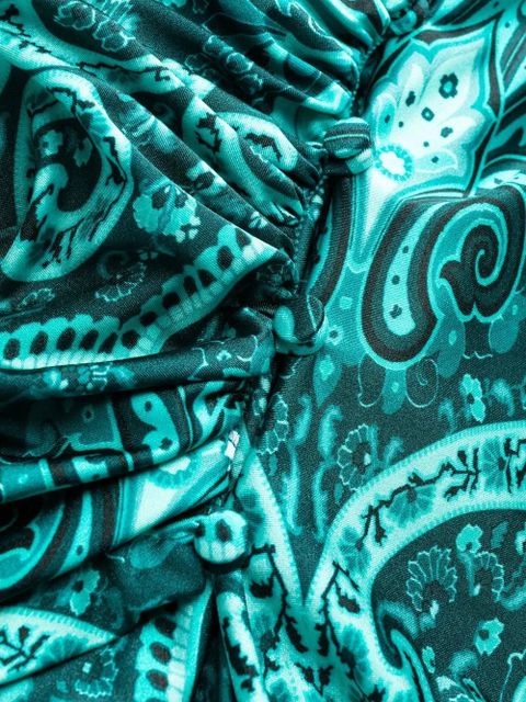 ETRO paisley-print one-shoulder dress - Green
