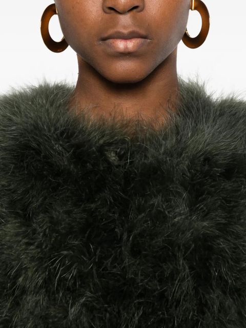 Yves Salomon feather-embellished gilet - Green