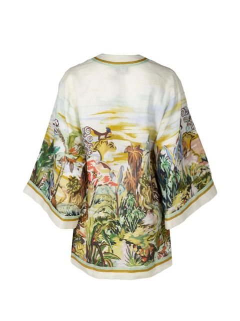 ALEMAIS Jungle Boogie V-neck printed mini dress - Neutrals - zdjęcie produktu nr 2