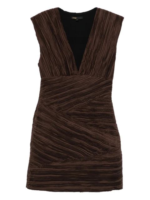 Maje pleated V-neck dress - Brown - zdjęcie produktu nr 1