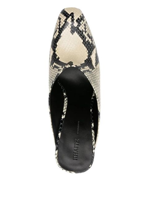 KHAITE snakeskin-effect heeled mules - Neutrals