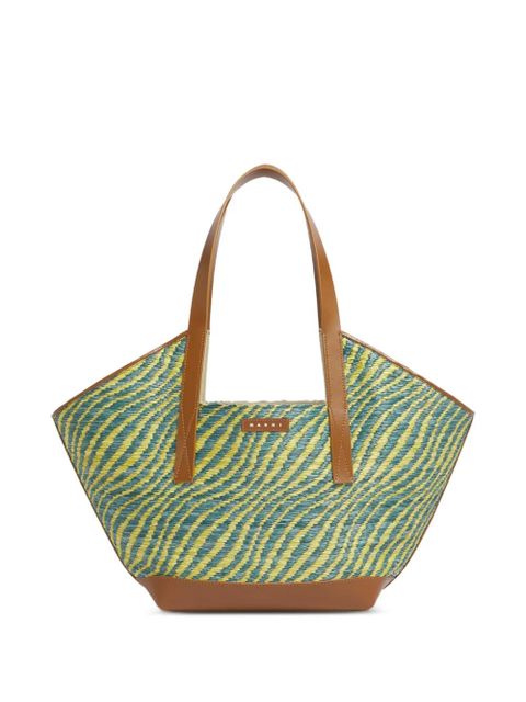 Marni two-tone raffia-effect tote bag - Blue - zdjęcie produktu nr 1