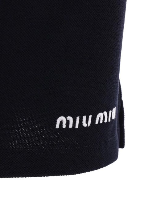 Miu Miu logo-embroidered shorts - Blue