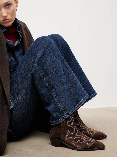 Answear.LAB kowbojki zamszowe kolor brązowy na słupku - zdjęcie produktu nr 1