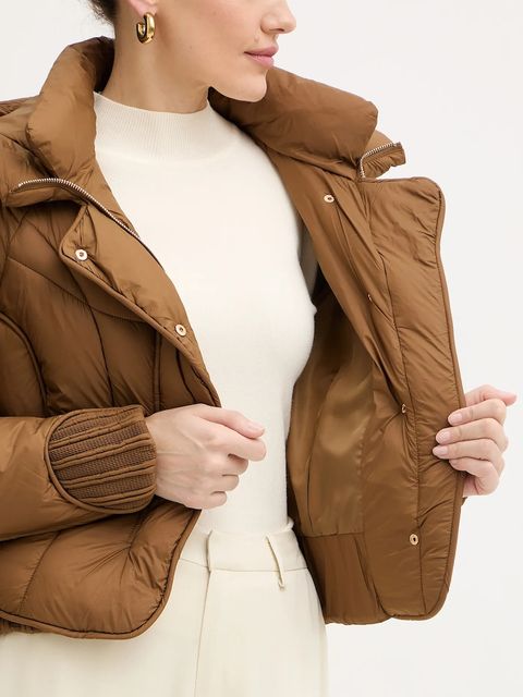 Fracomina kurtka kolor brązowy zimowa oversize FJ25WC3002O42301