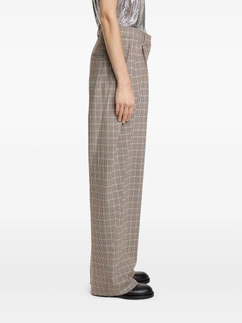 Rabanne checked pleated wide-leg trousers - Neutrals