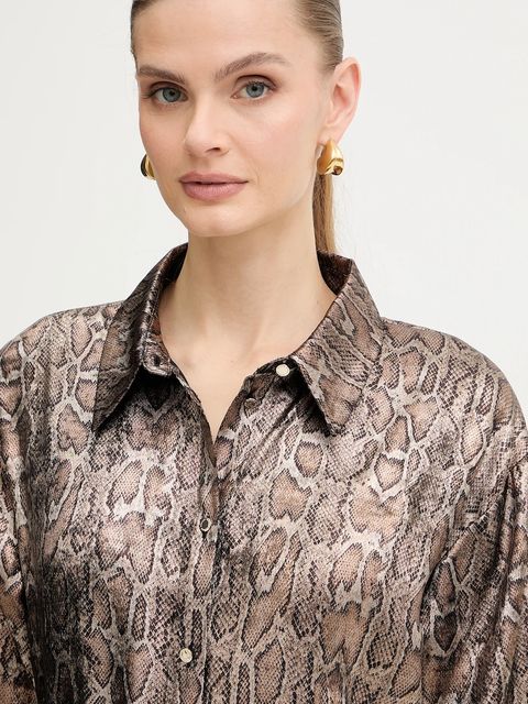 Morgan koszula damska kolor brązowy relaxed z kołnierzykiem klasycznym CEBIL.F