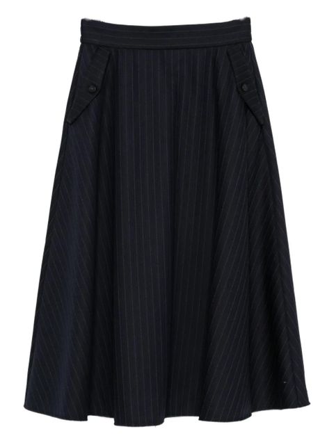 Golden Goose pinstripe button-detailing midi A-line skirt - Blue