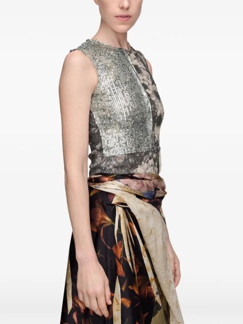 Maison Margiela sequin floral top - Grey