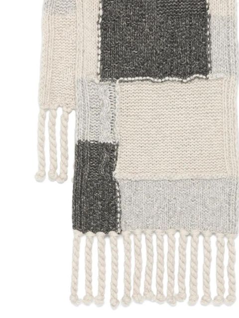 GANNI patchwork fringed scarf - Grey - zdjęcie produktu nr 2