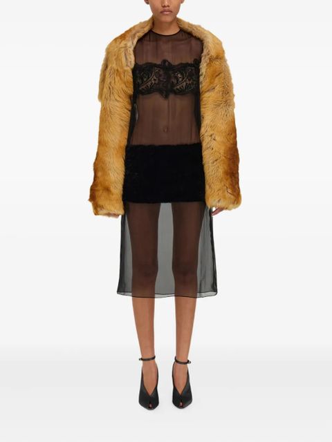 Ferragamo lace-shearling panel midi dress - Black