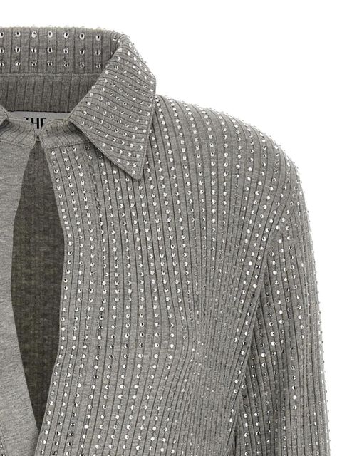 The Attico rhinestone-appliqué dress - Grey