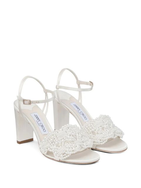 Jimmy Choo 85mm leather heeled sandals - Neutrals