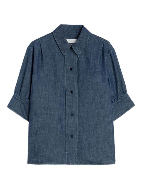 Jil Sander gathered-sleeve chambray shirt - Blue - zdjęcie produktu nr 1