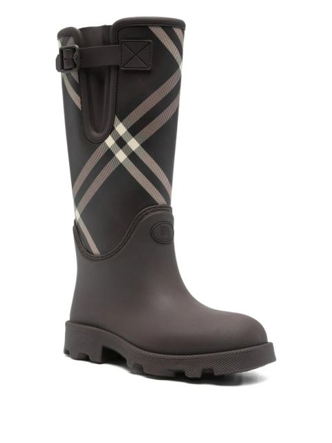Burberry check rain boots - Brown