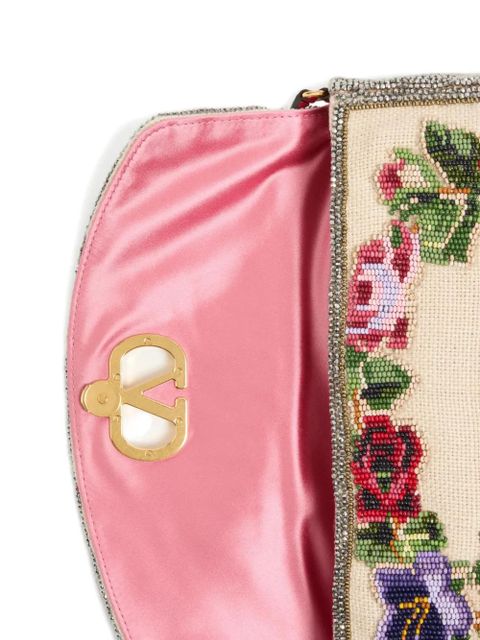 Valentino Garavani small Vain Soft embroidered shoulder bag - Neutrals