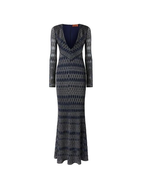 Missoni long-sleeve V-neck dress - Blue - zdjęcie produktu nr 1