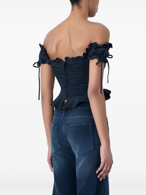 Balenciaga gathered cropped Top - Black